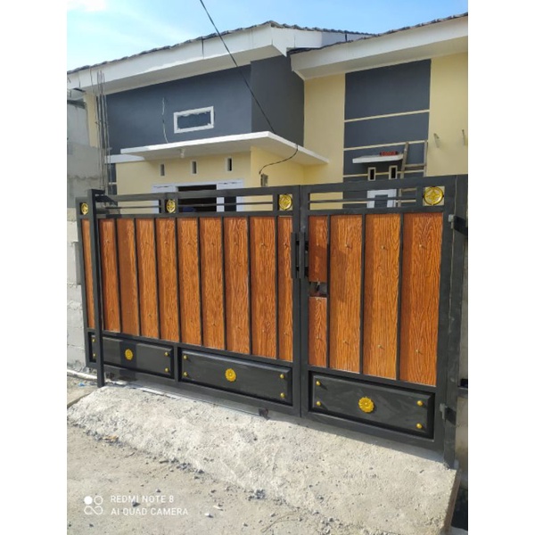 Jual pagar besi hollow galvanis kombinasi GRC motiv kayu Shopee Indonesia