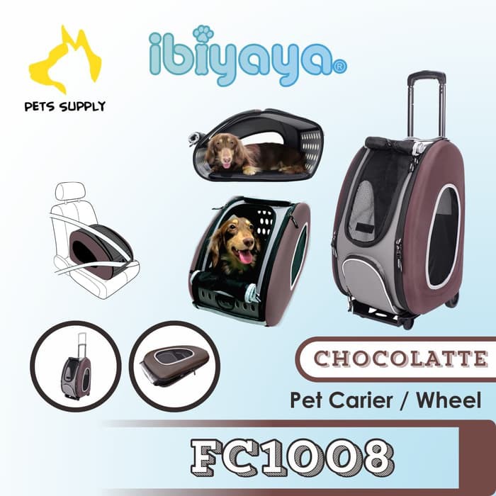 Jual PET WHEELED CARRIER IBIYAYA FC1008 Chocolate Shopee Indonesia