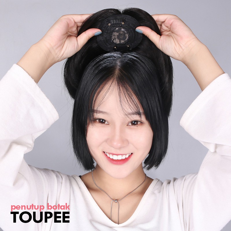 Jual TOU wig toupee human hair asli penutup botak penambah volume clip