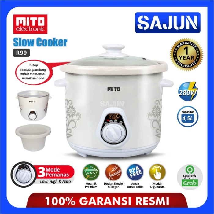 Jual jtg80ht Mito Slow Cooker R99 Kapasitas 4.5 Liter New Rice Cooker