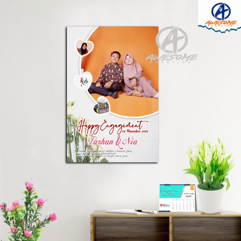 Jual HAPPY ENGAGEMENT I KADO TUNANGAN I FOTO CUSTOM I FOTO HIASAN