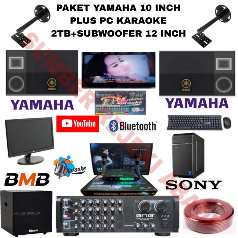 Jual PAKET SOUND SYSTEM KARAOKE YAMAHA 10 INCH PC MONITOR SUBWOOFER 2TB
