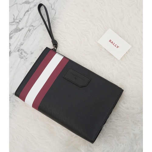 Jual BALLY CLUTCH BAG SAFFIANO LEATHER AUTHENTIC FULLSET WITH STRIPED