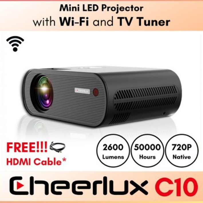 Jual Proyektor CHEERLUX C10 WiFi TV Tuner 2600 Lumens 720p Mini