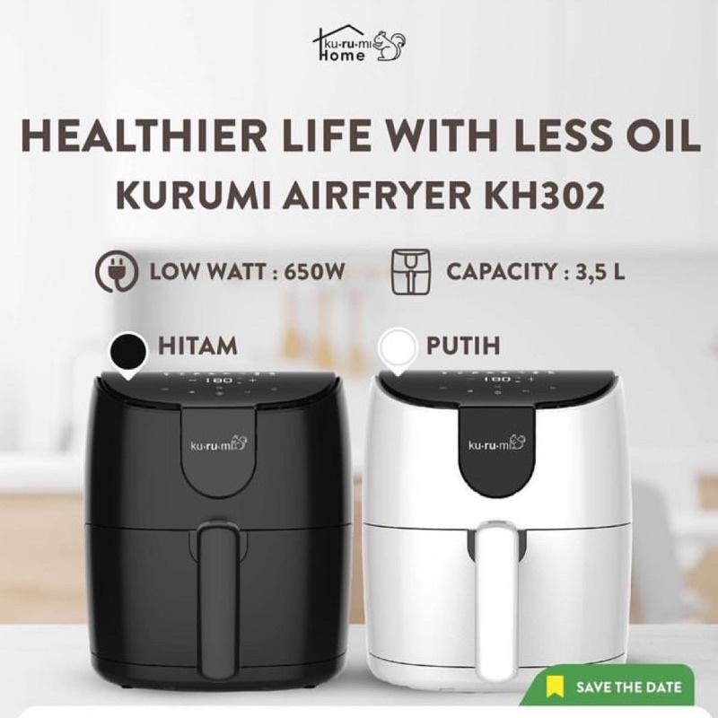 Jual PROMO Kurumi Home Low Wat Air Fryer KH 302/ Kurumi KH302/ Kurumi