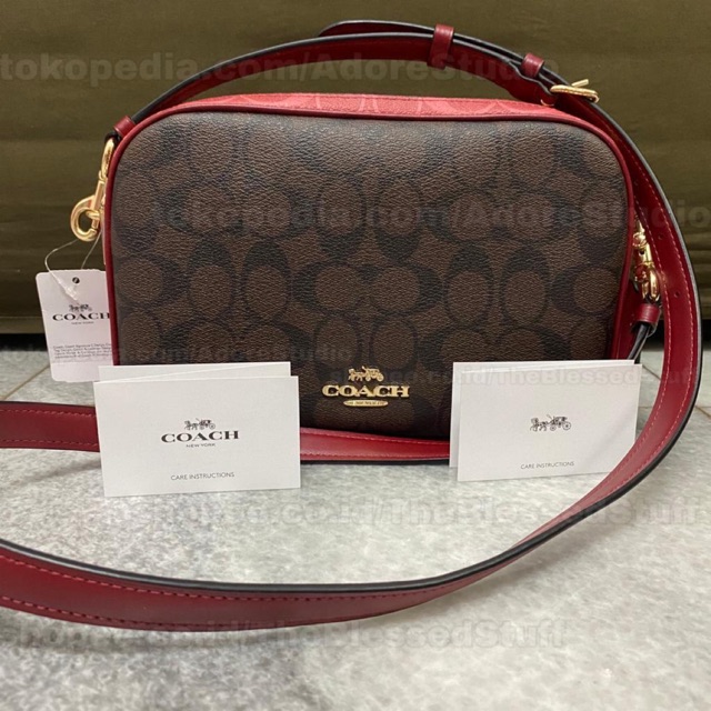 Jual COACH JES CROSSBODY IN BLOCKED SIGNATURE CANVAS IM/BROWN MULTI 100 ORIGINAL Shopee Indonesia