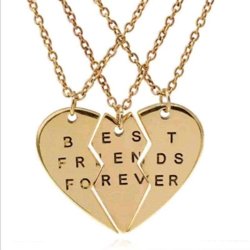Jual Kalung Rantai Liontin Persahabatan BFF Pecahan Love Hati Tulisan
