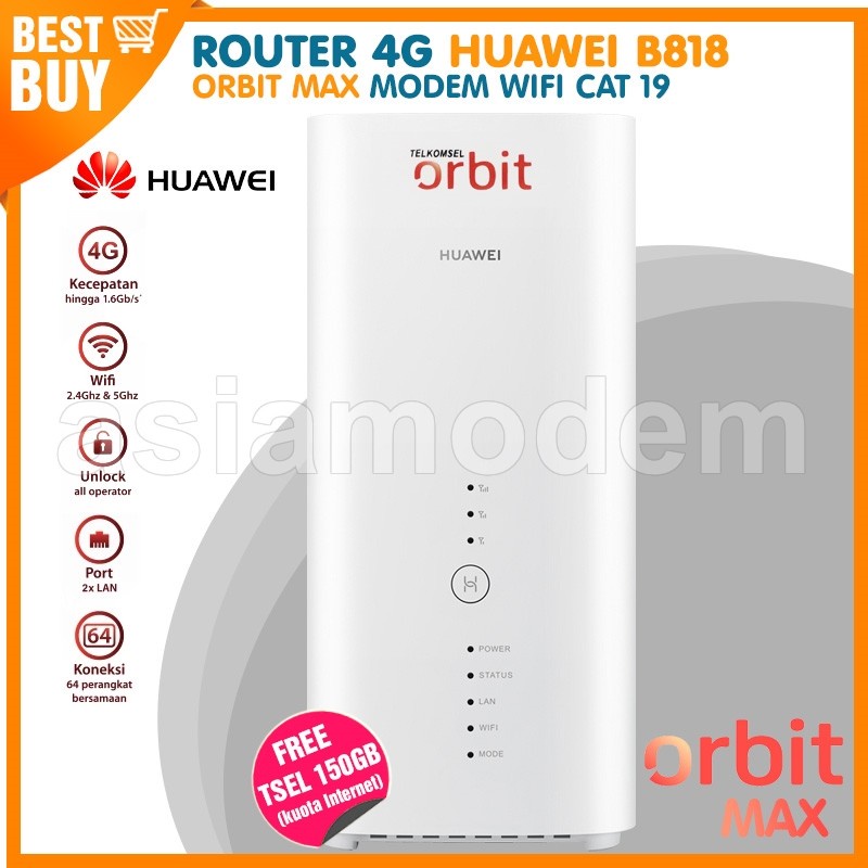 Jual MODEM WIFI ORBIT MAX Huawei B818 Router 4G LTE CAT 19 Tercepat 1.6Gbps Shopee Indonesia