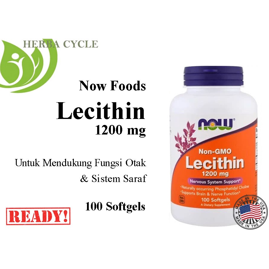 Jual Now Foods Lecithin 1200 mg 100 gel Vitamin Syaraf Ori USA Now