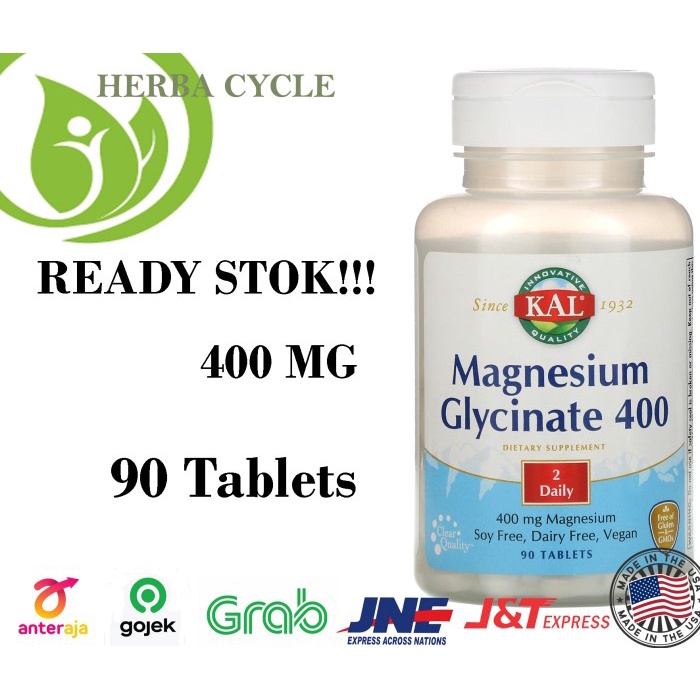 Jual Kal Magnesium Glycinate 400 Mg, 90 Tablets Ori Usa Vit Magnesium