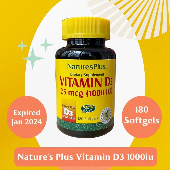 Jual Vitamin D3 1000iu Natures Plus 180 Softgels Original Expired 2024