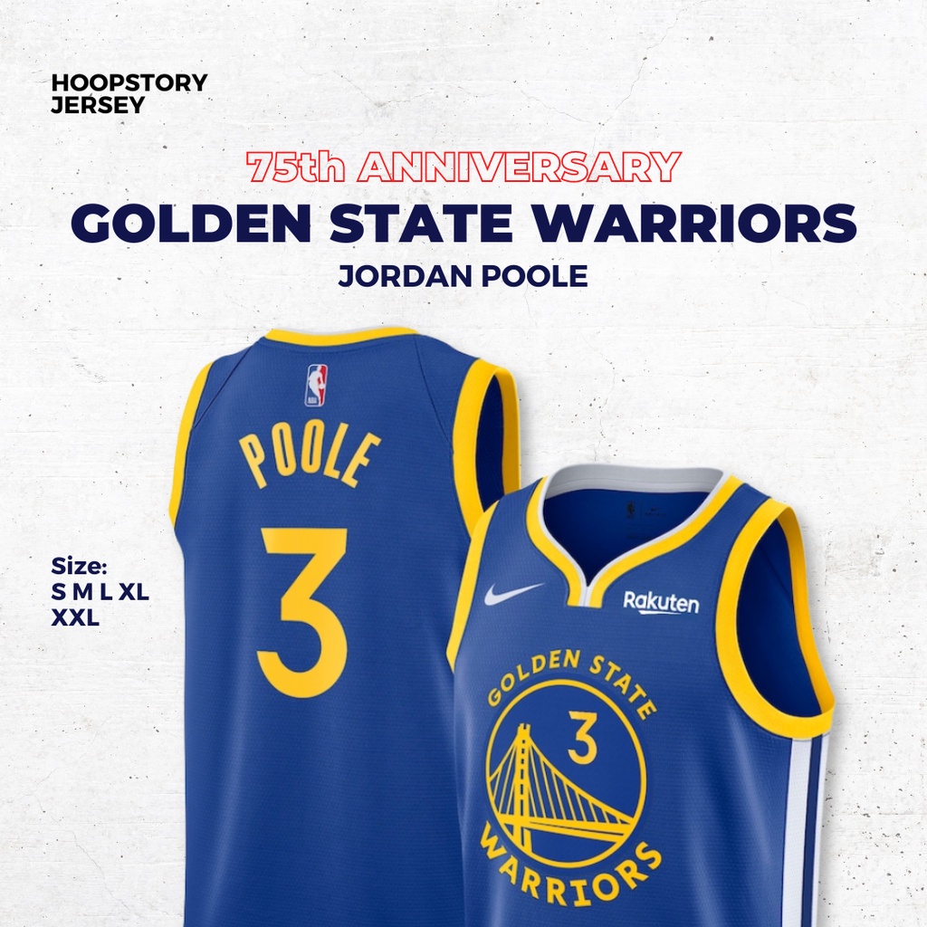 Jual JERSEY BASKET NBA GSW 3 JORDAN POOLE 75TH BIRU 21/22 Shopee