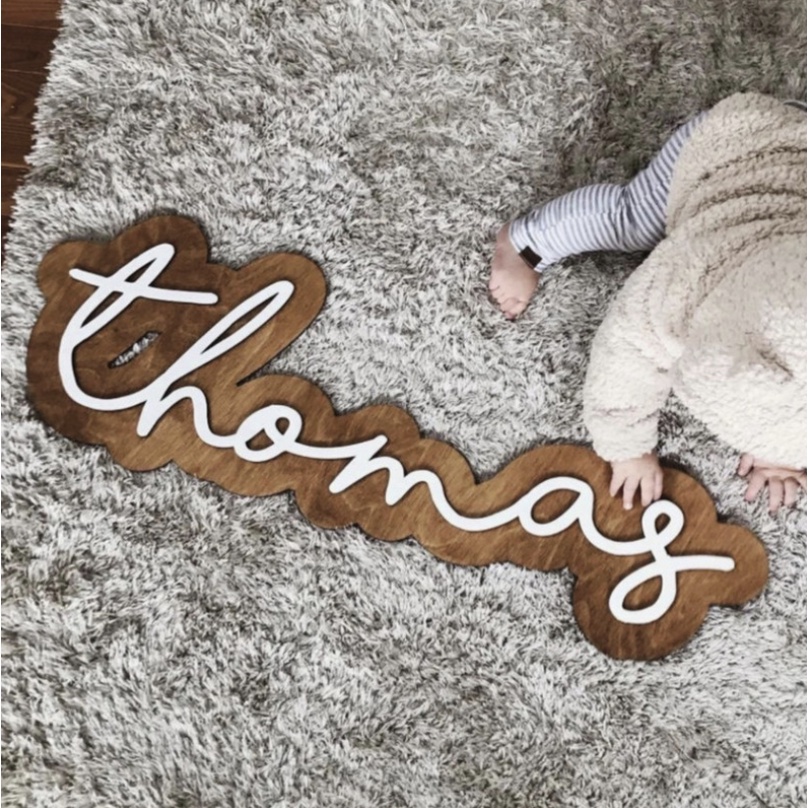 Jual Custom Wall Name Sign Kayu Acrylic Hiasan Dinding Tulisan Backdrop