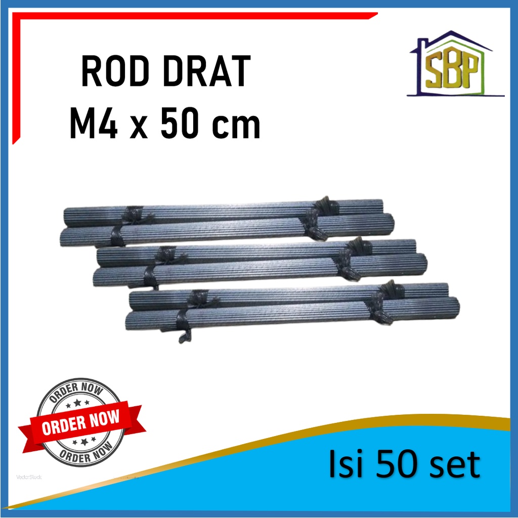 Jual Suspension Rod Rot Drat Hanger M4 x 50 Cm Panjang Hanging Kawat