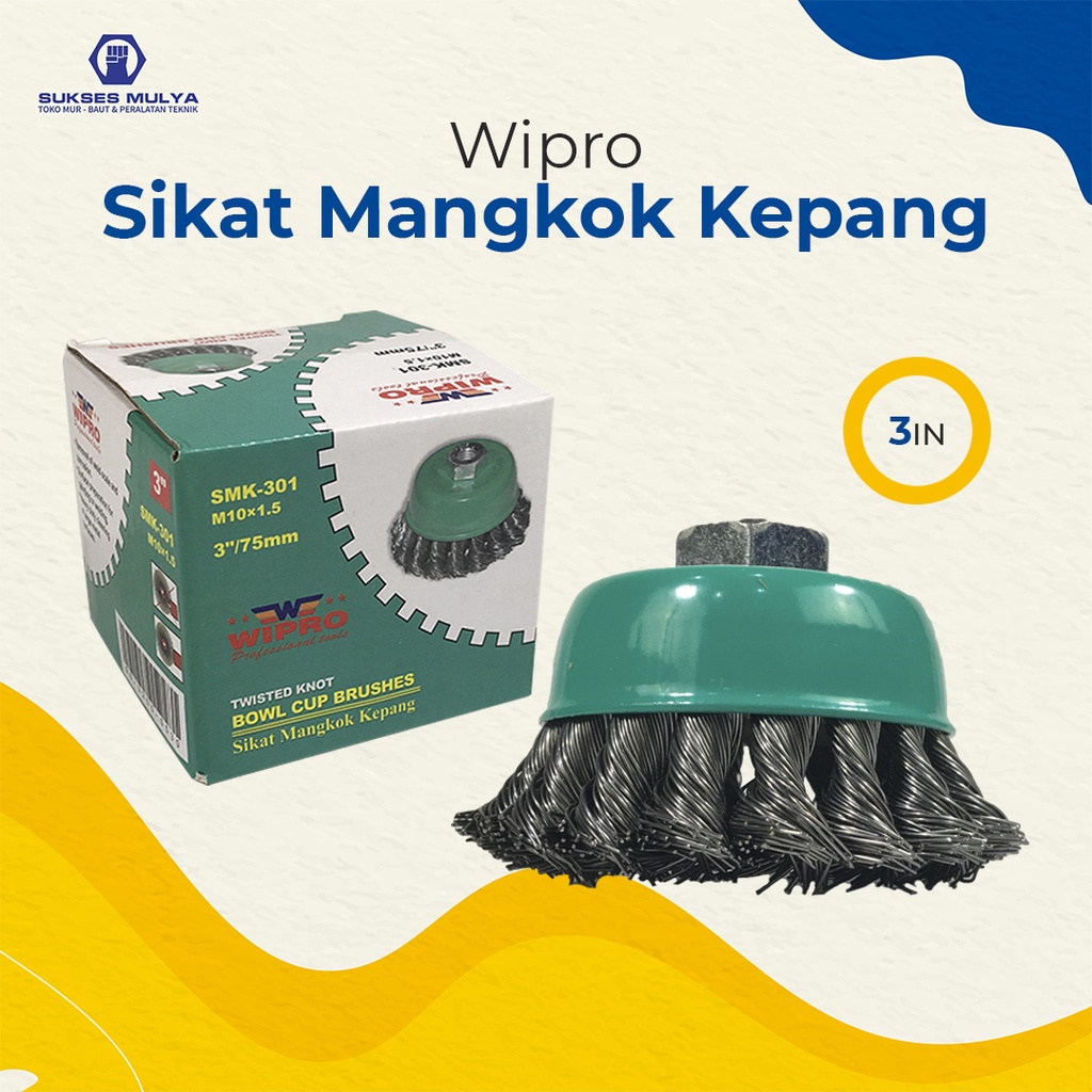 Jual WIPRO Sikat Mangkok Model Kepang Sikat Kuningan Wire Cup Brush