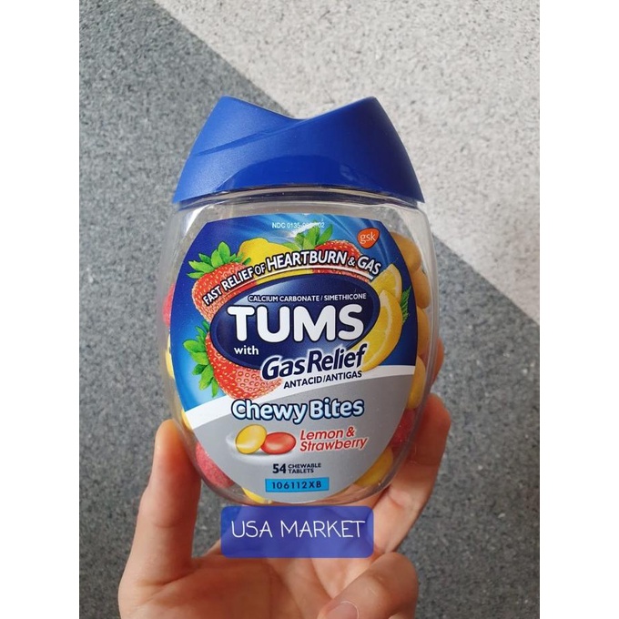 Jual Tums Gas Relief Antacid Antigas Heartburn Kembung 28 Chewy Bites