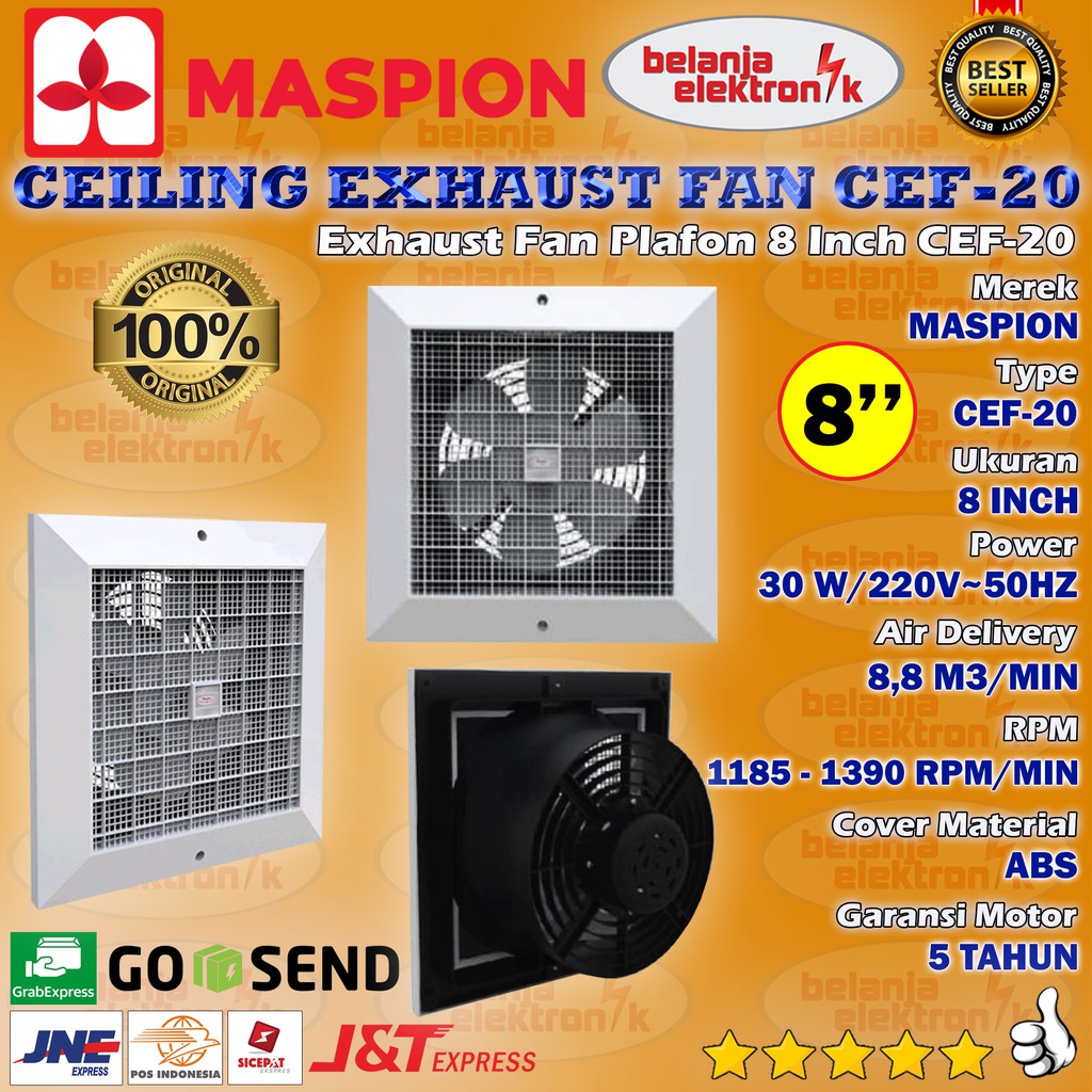 Jual MASPION CEILING EXHAUST FAN PLAFON CEF20 8 INCH Shopee Indonesia