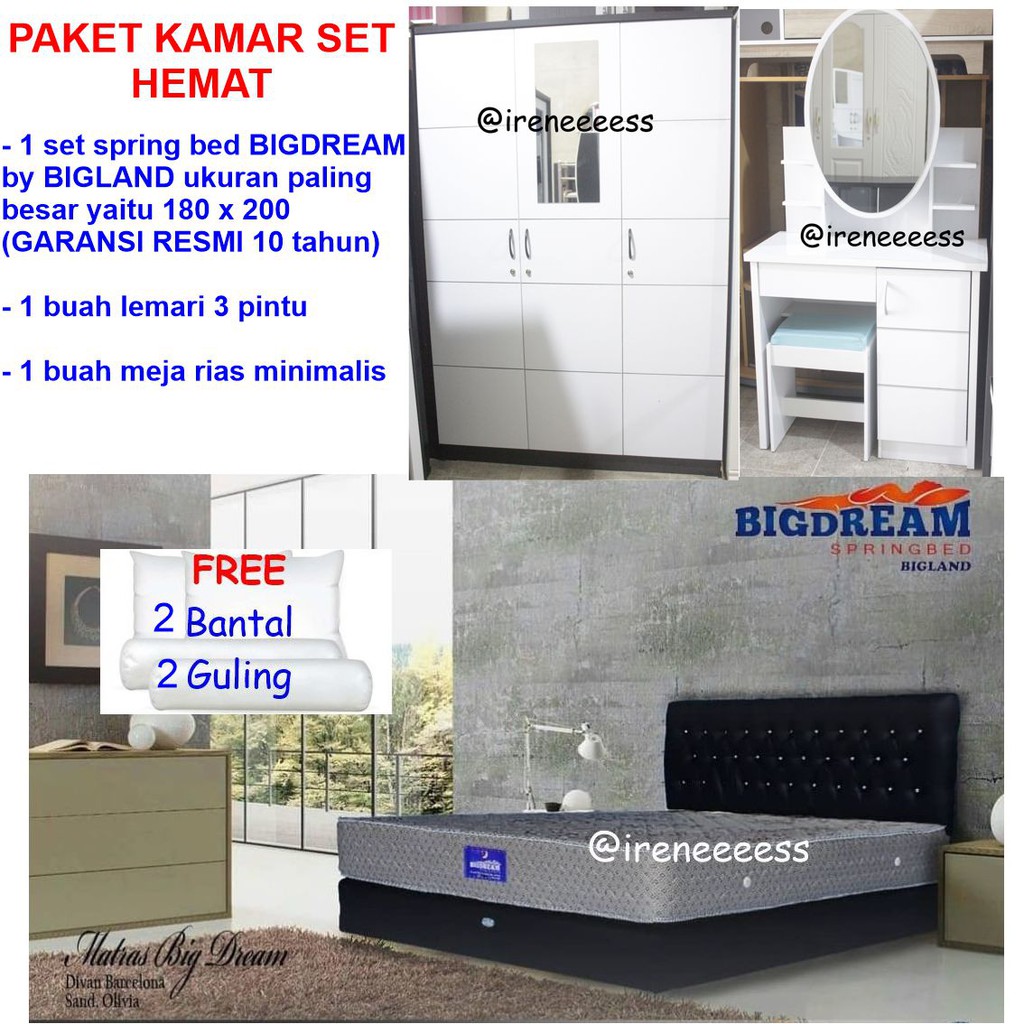 Jual PAKET KAMAR SET HEMAT / KAMAR SET LENGKAP SPRING BED + LEMARI