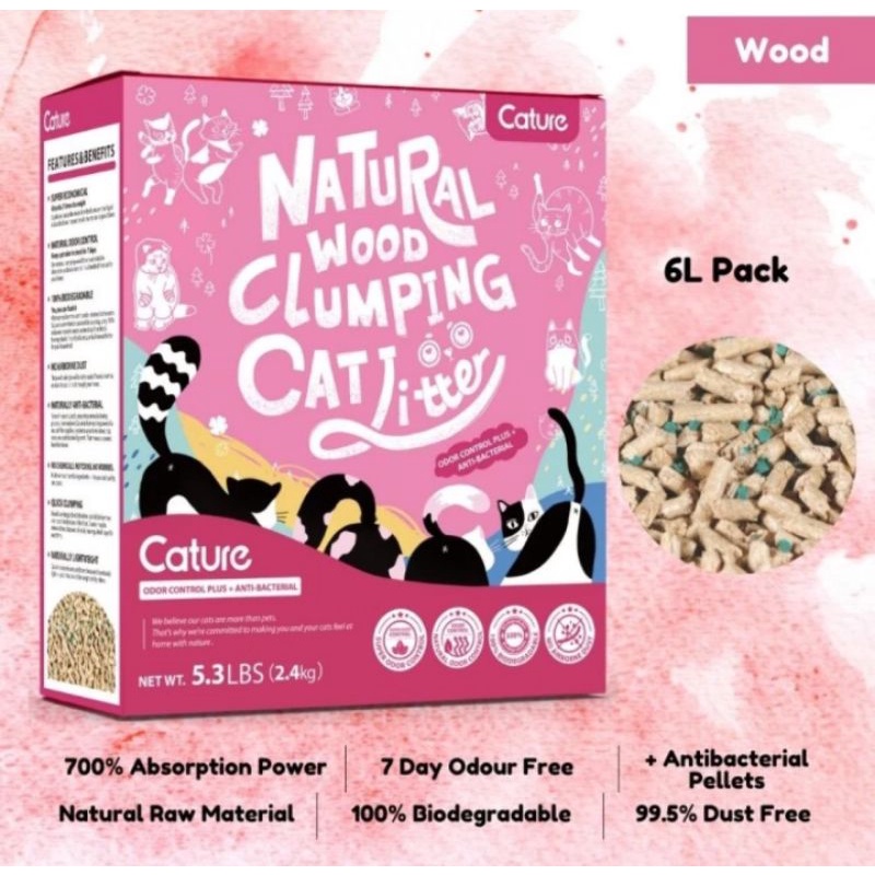 Jual Cature Natural Wood Clumping Cat Litter (Anti Bacterial Pellets