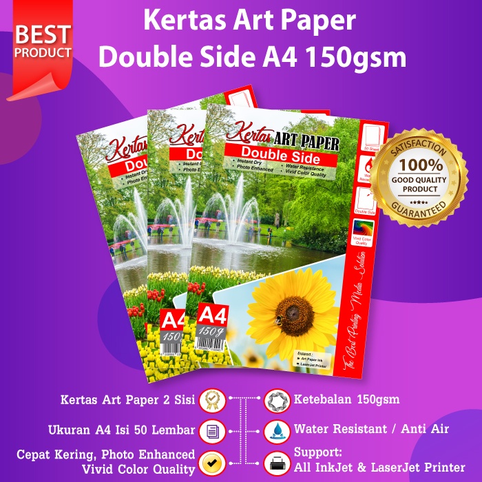 Jual Kertas Art Paper A4 150gsm isi 50 Lembar Photo Paper 150 Gram 50