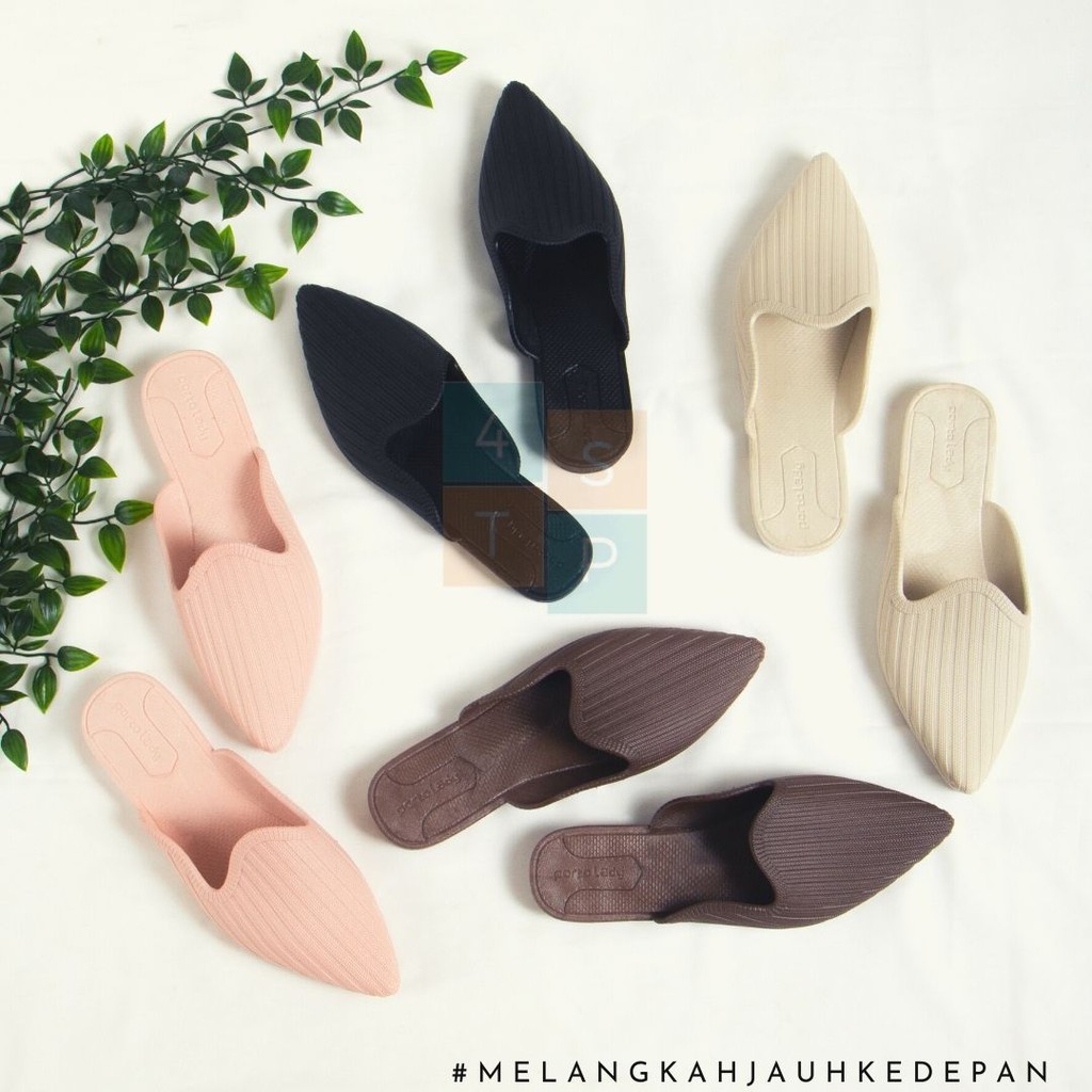 Jual PortoLady ACT Flat Shoes Wanita Karet Model Selop Anti Slip Ringan