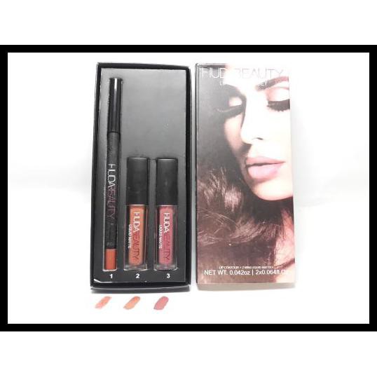 Jual HUDA BEAUTY LIP CONTOUR SET TRENDSETTER & BOMBSHELL Shopee Indonesia