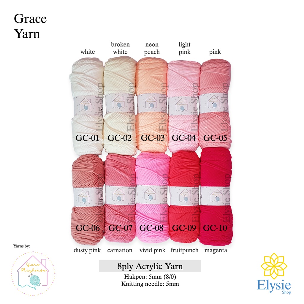 Jual Grace Yarn (PART 01) Benang Rajut 8ply Acrylic / Akrilik Yarn
