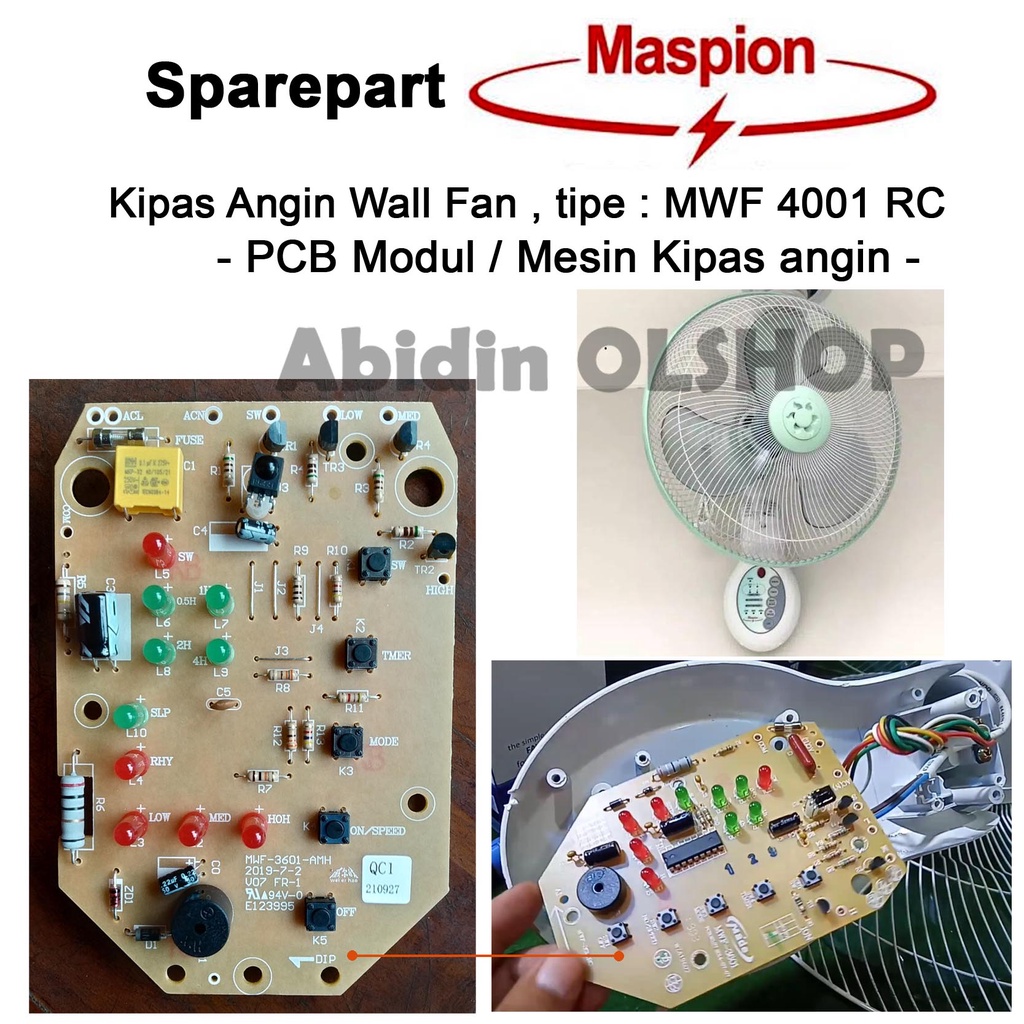 Jual Spare part kipas angin MASPION tipe MWF40001 RC Modul PCB Fan