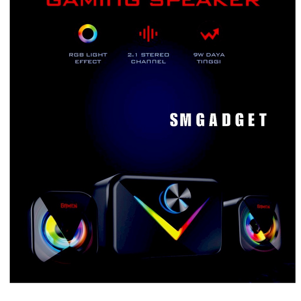 Jual GAMEN GS10 Speaker Gaming Game 2.1 Sound Cannel Subwoofer Led RGB Shopee Indonesia