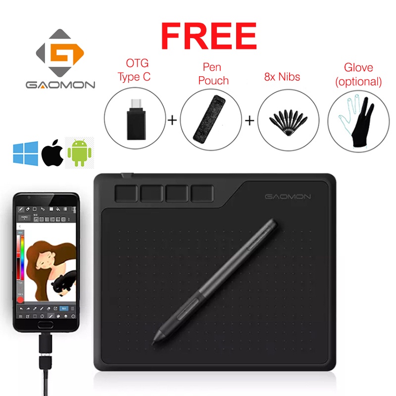 Jual GAOMON S620 Graphic Drawing Tablet Android (Alt HUION HS64 H430P