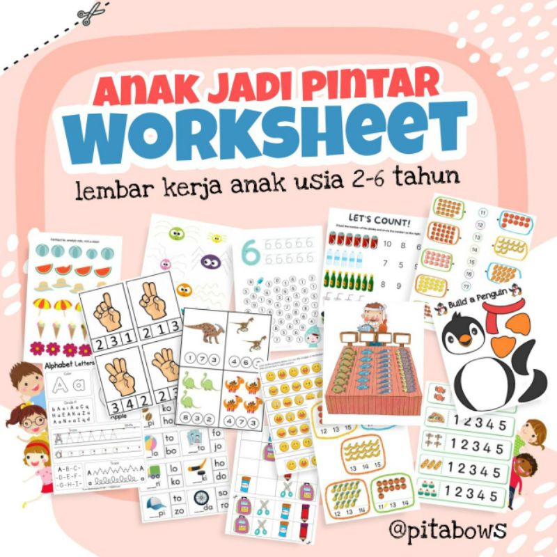 Jual lembar kerja anak (worksheet paud ) anak 26tahun belajar