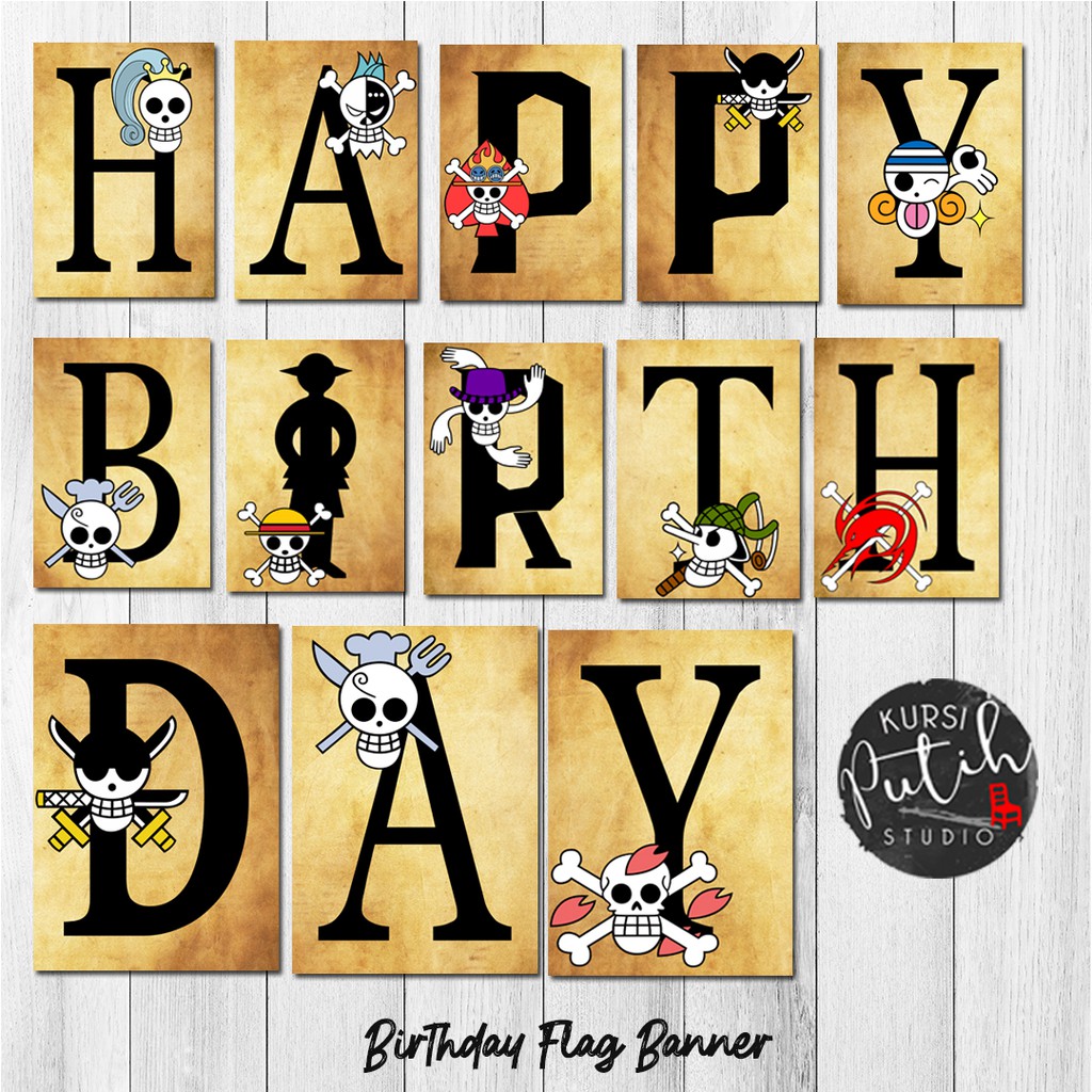 Jual Birthday Flag Banner tema One Piece | Shopee Indonesia
