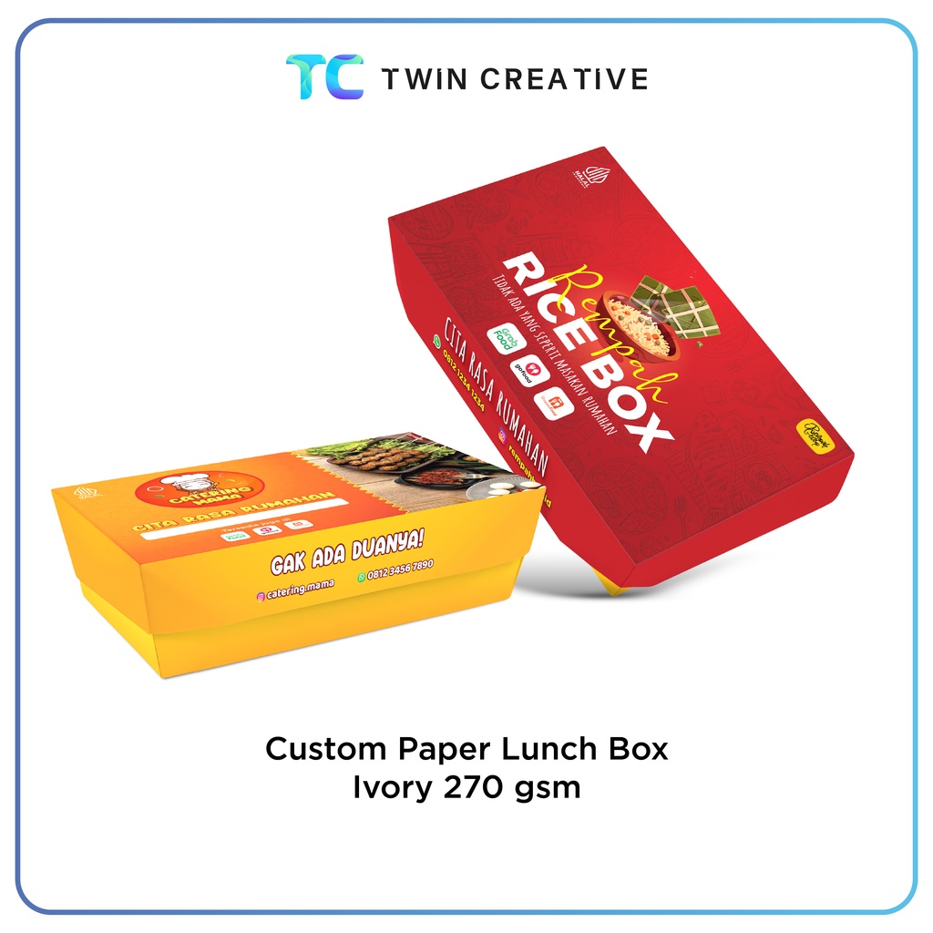 Jual Custom Print Paper Lunch Box Kemasan Kotak Makanan Packaging