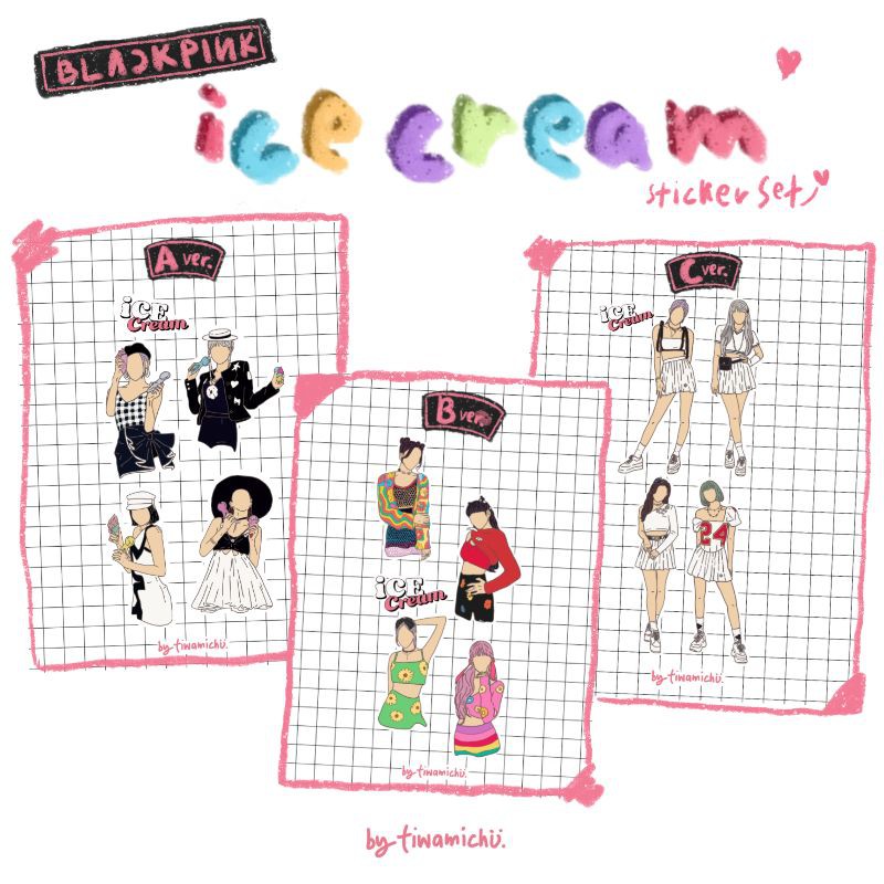 Jual Blackpink "Ice Cream" Fanart Sticker Set Shopee Indonesia