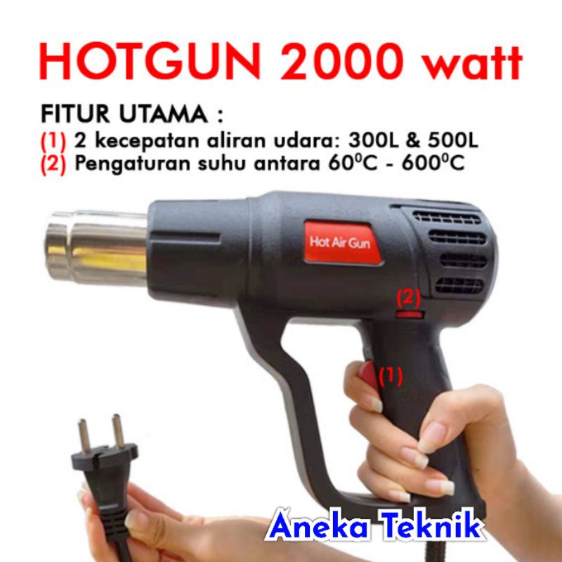 Jual Heat Gun / Hot Gun Blower Udara Panas 2000W / 2000 Watt Shopee