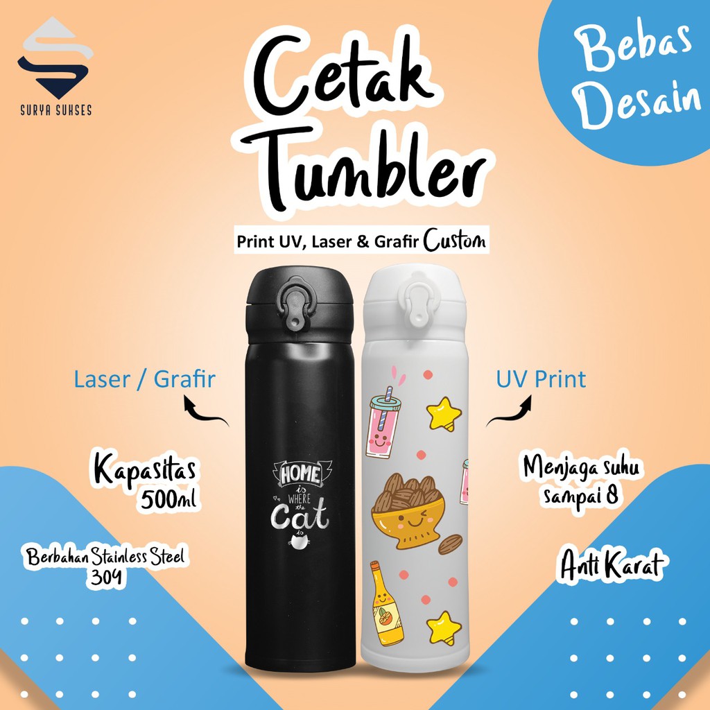 Jual CUSTOM TUMBLER TERMOS Niagara 500ml SOVENIR/PROMOSI LASER GRAFIR