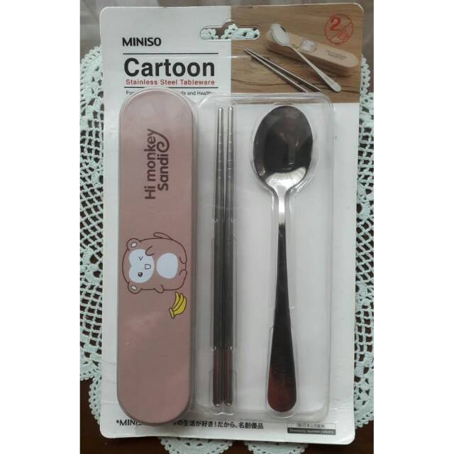 Jual Cutlery set miniso / sumpit sendok miniso / alat makan miniso