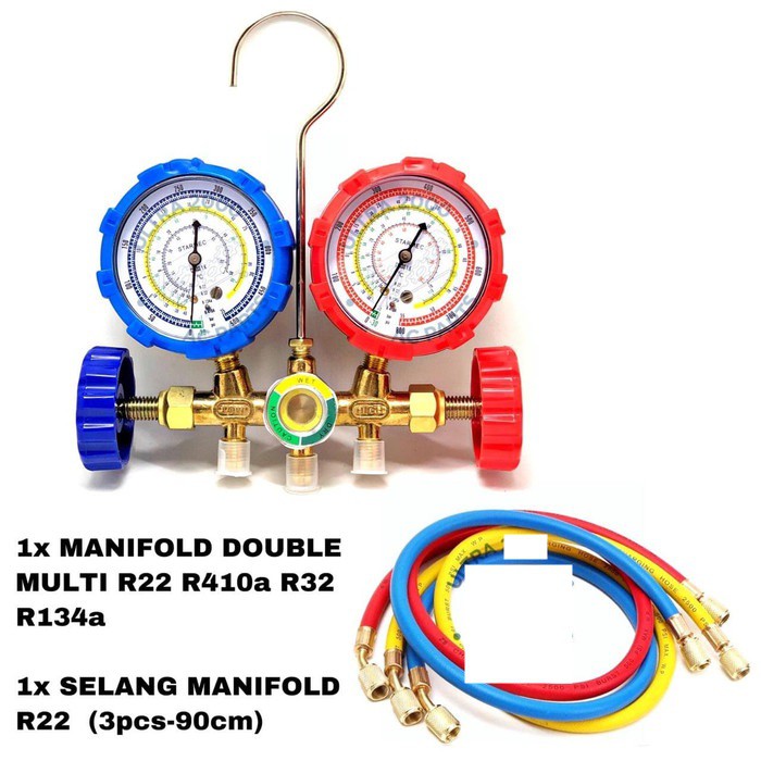 Jual MANIFOLD DOUBLE GAUGE MULTI R22 R410a R32 Shopee Indonesia