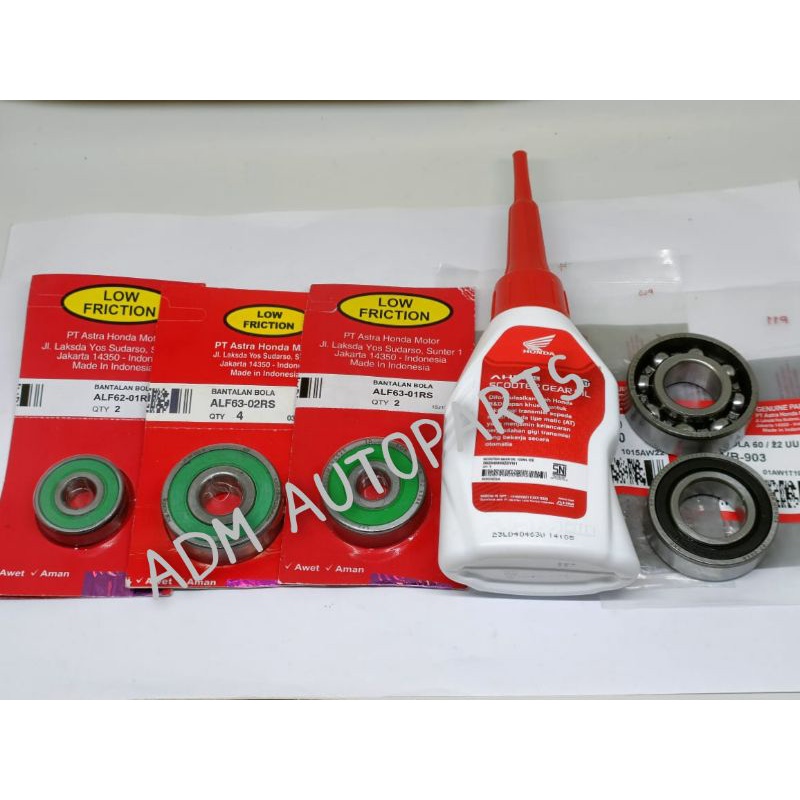 Jual Bearing rasio Gear Box Gardan 5PC+Oli Gardan Beat Scoopy Spacy