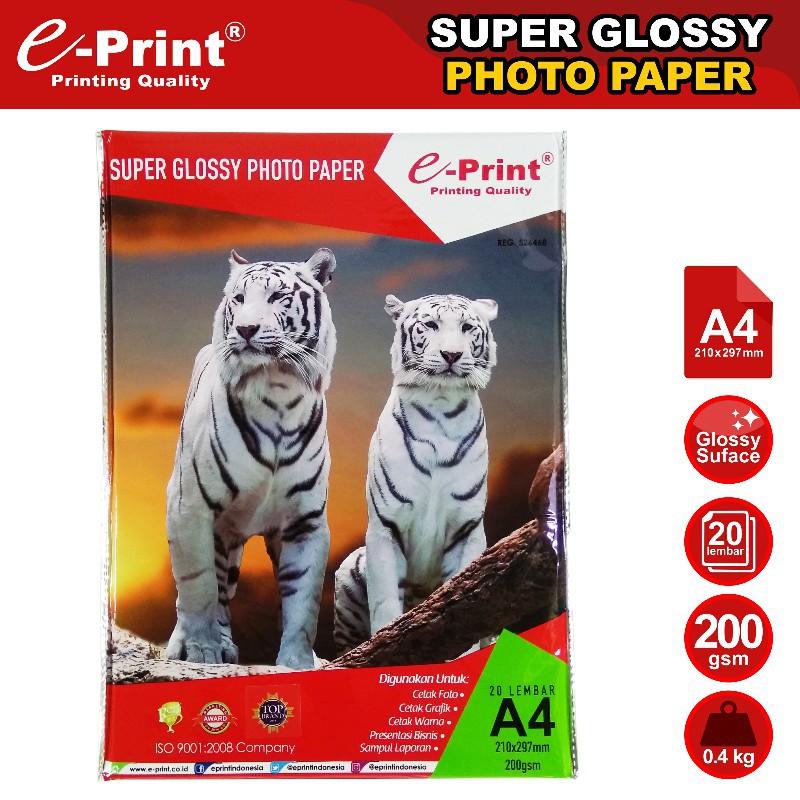 Jual KERTAS SUPER GLOSSY / PHOTO PAPER EPRINT A4 200 GSM ALUMINIUM