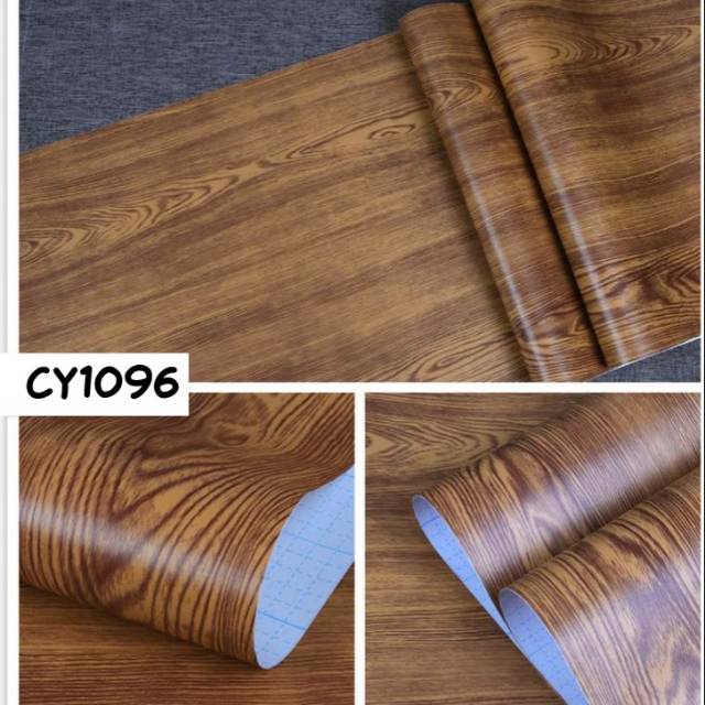 Jual Wallpaper sticker dinding MOTIF kayu cokelat muda triplek ukuran