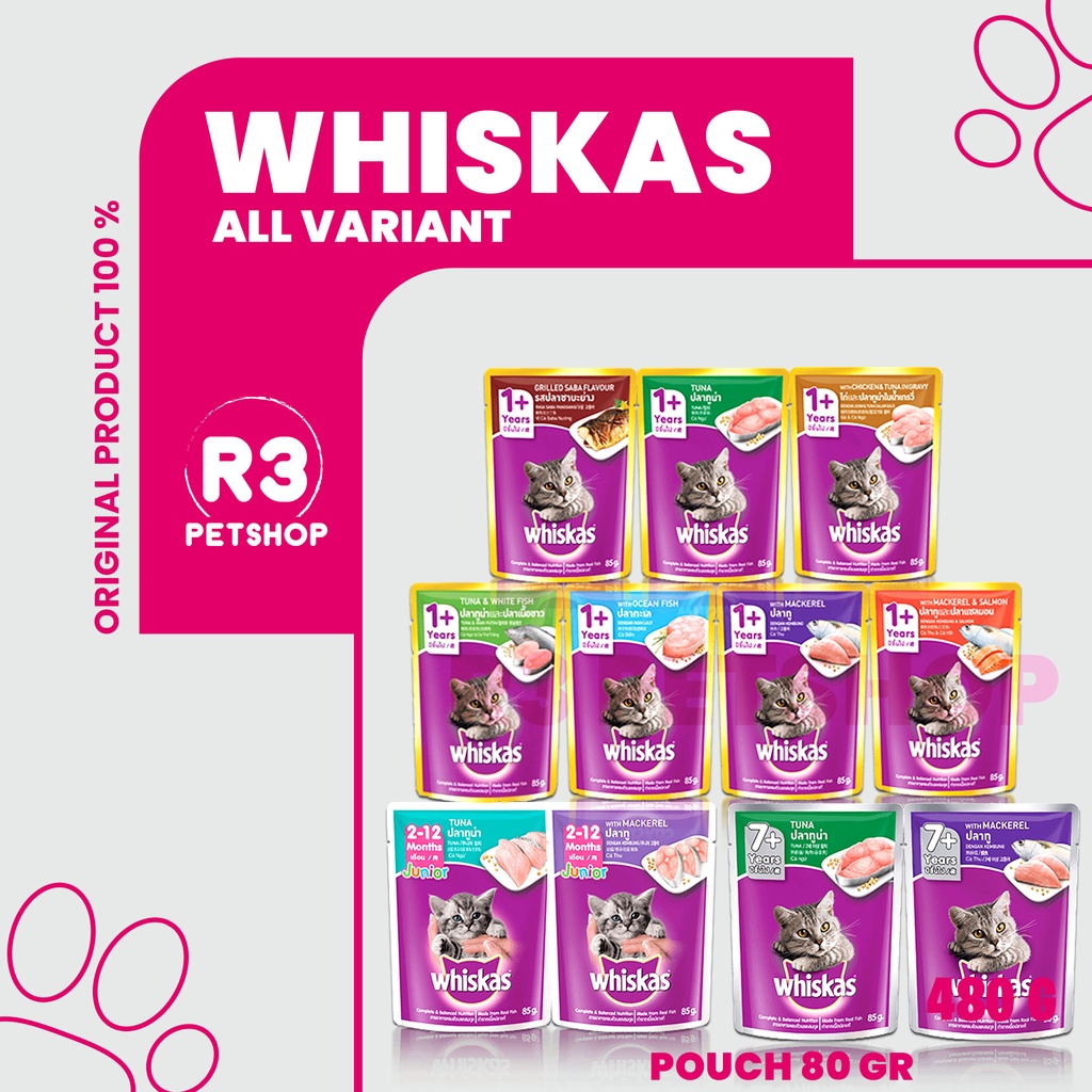Jual Makanan basah murah untuk Kucing WHISKAS Pouch 80gr All Varian