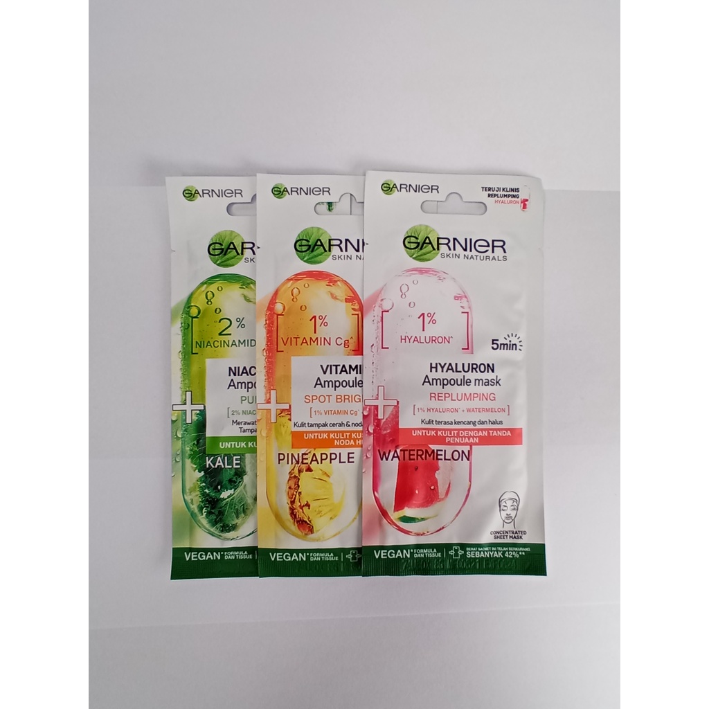 Jual GARNIER AMPOULE SHEET MASK, NIACINAMIDE / HYALURON SACHET