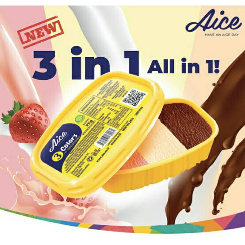 Jual Es Krim Aice 3in1 Colors 95 gram 1 dus isi 27 pcs Shopee Indonesia