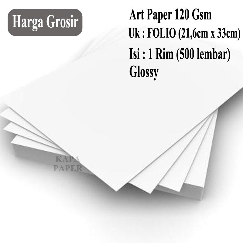 Jual KERTAS ART PAPER 120 GRAM UKURAN FOLIO GLOSSY 1 RIM (500 LEMBAR) Shopee Indonesia
