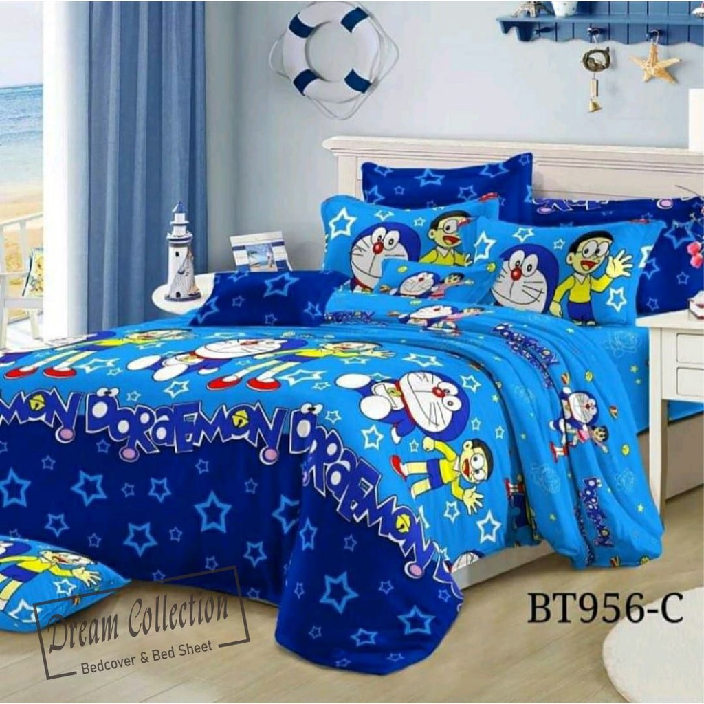 Jual BEDCOVER SET AESTHETIC MOTIF DORAEMON KALAKTER Shopee Indonesia
