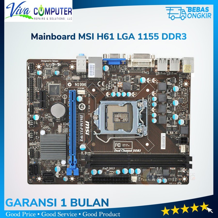Jual Motherboard Mobo Intel H61 LGA 1155 Onboard MSI/ASUS/GIGABYTE