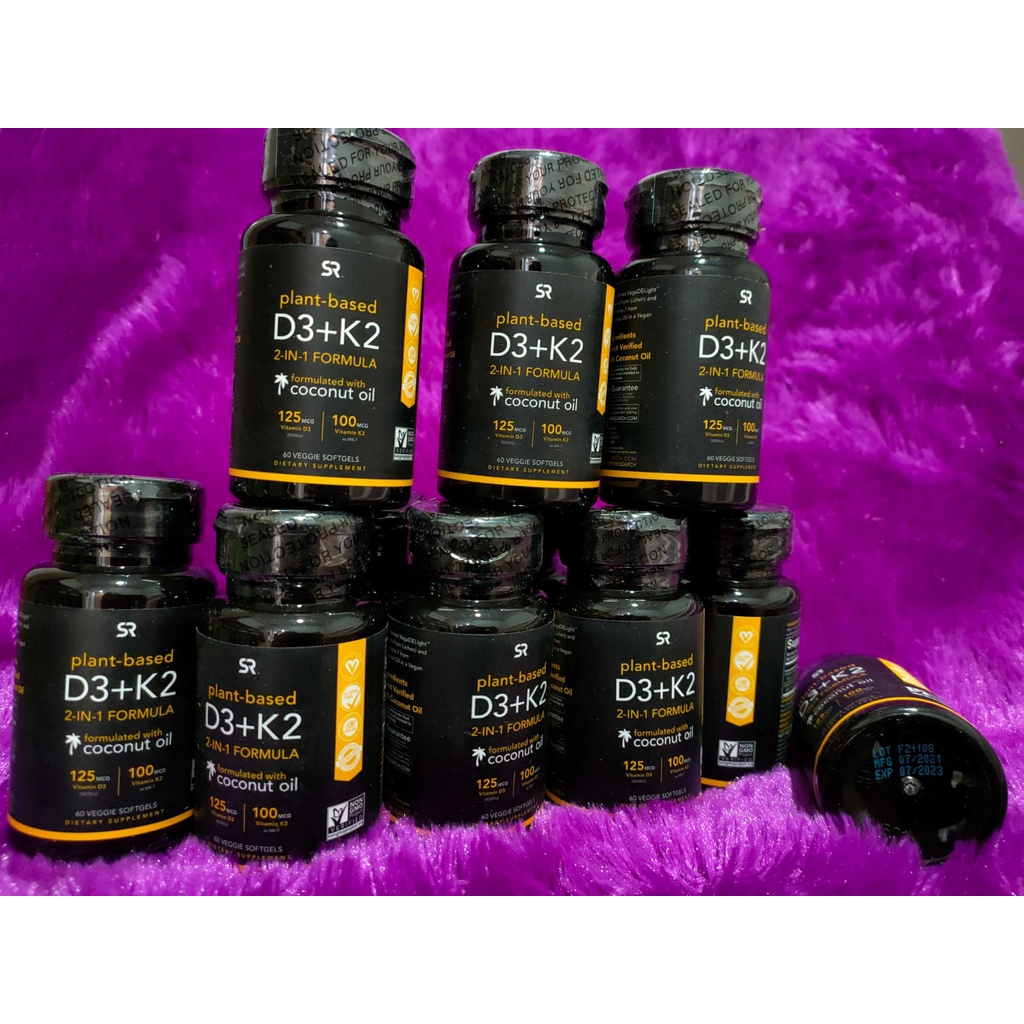 Jual Vitamin SR K2 D3 5000 iu 60 softgel by Sports Research MK7 Usa