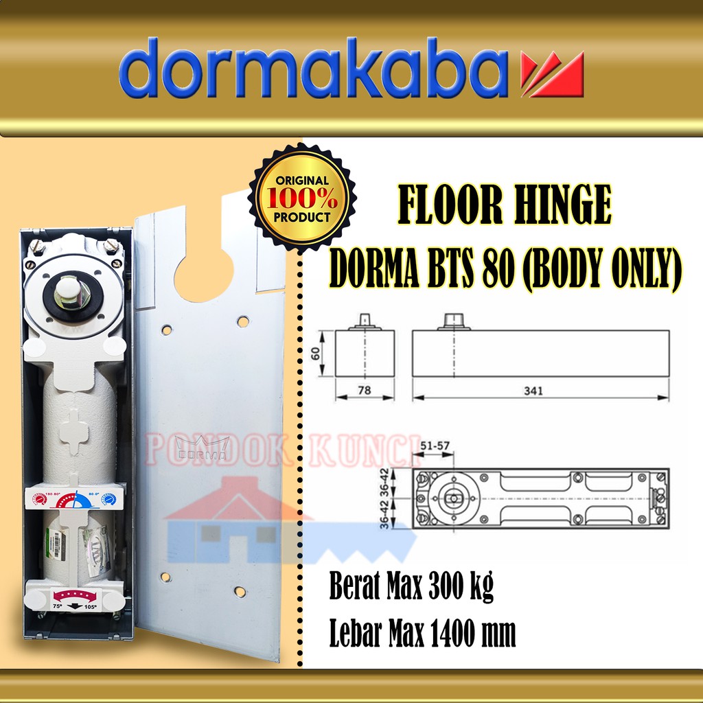 Jual Floor Hinge Dorma BTS 80 / Engsel Tanam Dorma BTS 80 Floorhinge