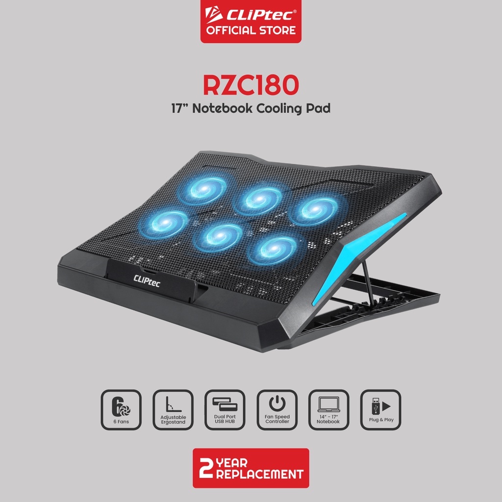 Jual Cooling Pad Laptop 6 Fan Adjustable Ergostand 17 Inch Dual Port
